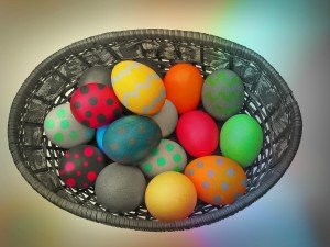 a colourful bowl of easter eggs