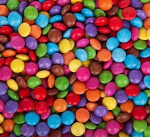 A photo of colourful smarties.