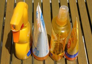 Four bottles of sunscreen